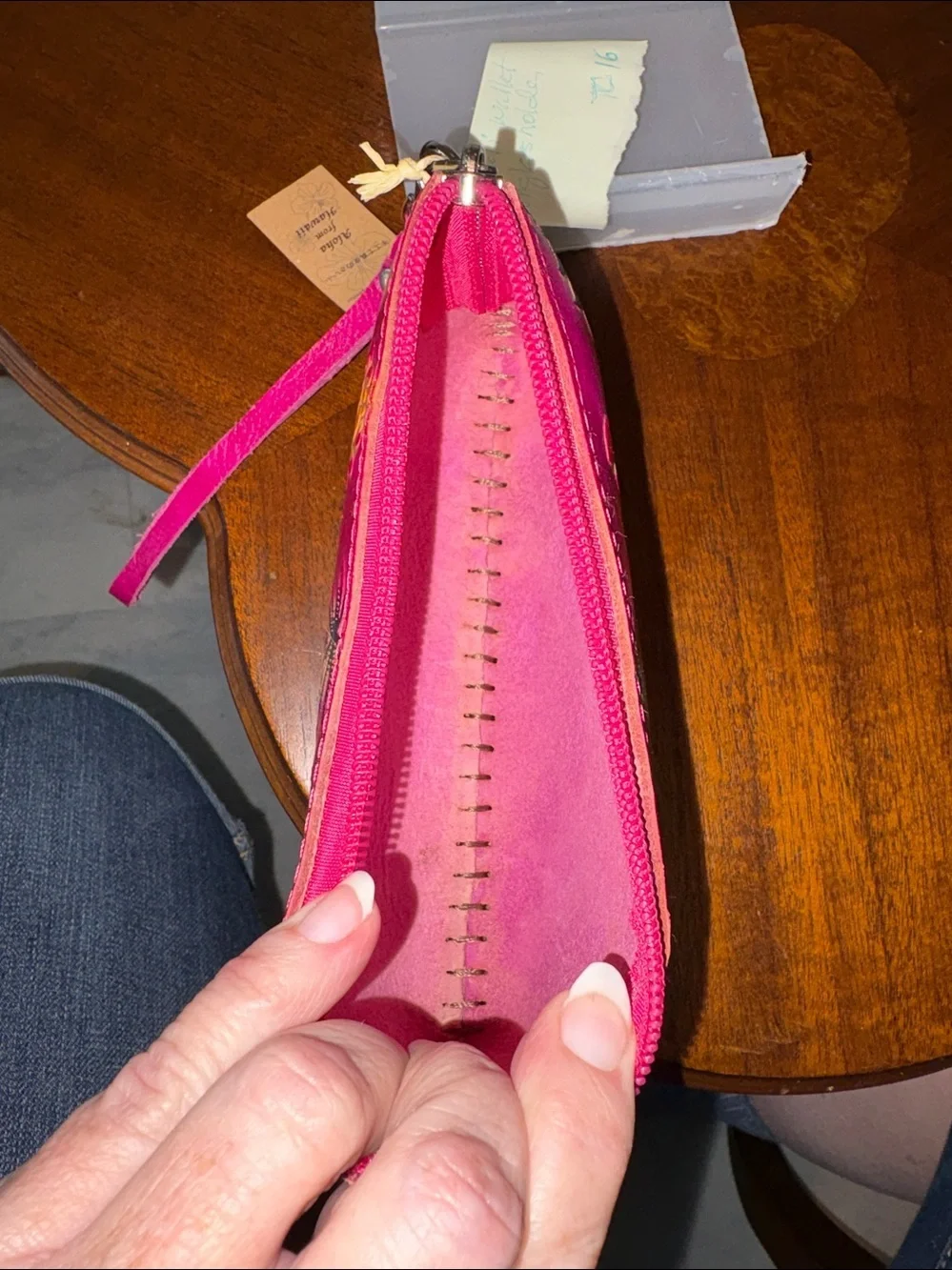 Pink Hawaiian Floral Wristlet Wallet  sunglasses case Leather Fuchsia yw  bk NWT